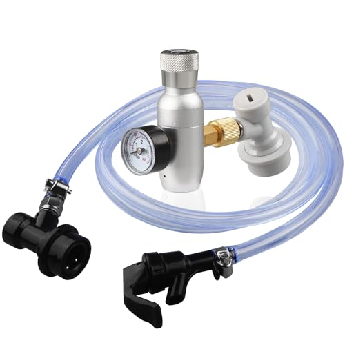 Image of PERA Mini Keg Dispenser kit - Beer Line assembly with Picnic Tap and 0-60psi Beer Keg Charger CO2 Dispenser with Gas and Liquid Ball Lock Disconnect for Homebrewing