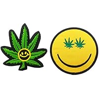 Cute-Patch Parches bordados para coser o planchar con diseño de hoja de marihuana