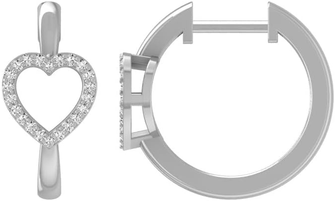 1/10 Carat Lab-Grown Diamond Hoop Earrings for Women | 10K Gold or Silver Hoop Earrings | VS Clarity and D-F Color