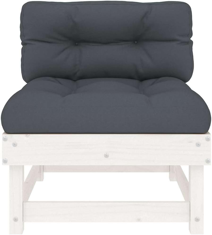 Middle Sofas with Cushions 2 pcs White Solid Wood Pinepatio Chairs Patio Furniture Set Garden Outdoor furnitureSuitable for Courtyard Gardens