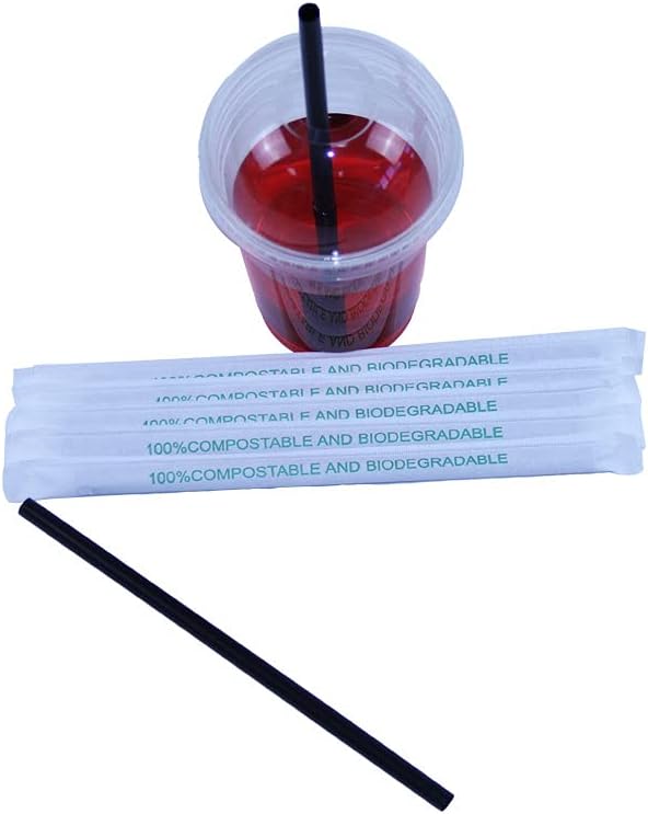 straws | biodegradable| eco-friendly | compostable | PLA straw| disposable | 8 * 200mm | Pack of 100Pcs | non-toxic | non-chemical | ‘’100% COMPOSTABLE & BIODEGRADABLE | plastic-free