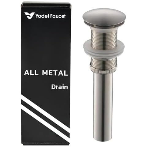 Yodel Faucet Vessel Sink Drain Without Overflow - Bathroom Sink Drain Stopper - Pop Up Drain - Fit for 1 3/4" Drain Opening,Brushed Nickel,YDPOP-1 Cover