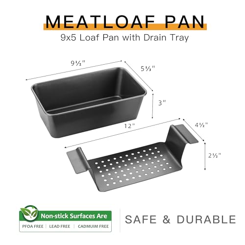 HONGBAKE Bread Tin Loaf Tin, Meatloaf Pan with Drain Tray, 9 x 5 Inches Loaf Pans with Insert, Nonstick Meat Loaf for Baking, Reduce The Fat and Kick Up The Flavor(24x13.4x7.6cm) - Image 4