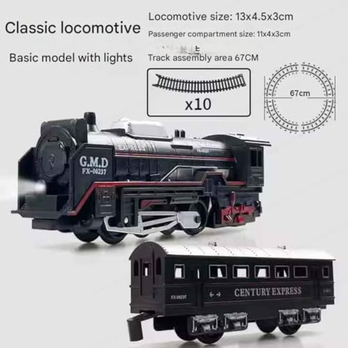 Image of SHAKTISM Rail King Classical Smoke Train Set for Kids - Battery Operated Toy Train with Sound, Light & Water Smoke,21 Pieces,Includes Tracks, Locomotive, Boxcar, Passenger Cars - Age 3+