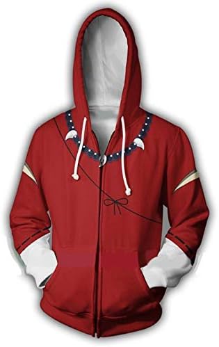 DAVIKO Inuyasha Hoodie Cosplay Costume Sesshoumaru Zipper Jacket Anime Hoodies Hooded Sweatshirt Unisex Red