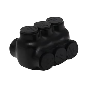 MAKERELE 1-PC 350-6AWG 3-Port Insulated Inline Splice Connector Dual Entry