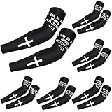 Geyoga 6 Pairs Cooling Arm Sleeves Faith Cross Cover Sleeve,Jesus Bible Verses Arm Sleeves for Football Basketball Sport(Black)