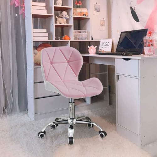 Amazon Brand - Umi Height-Adjustable Faux Leather Office Executive Study Desk Chair for Salon, Bar in Light Pink & White Color