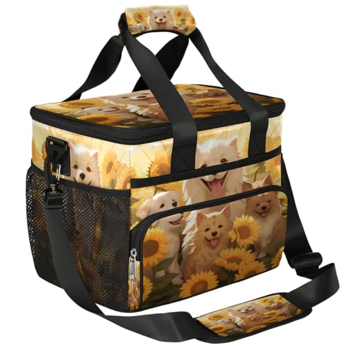 Sunflower Insulated Picnic Backpack Lunch Box for Women Men Picnic Basket Tote Lunch Bag Picnic Bag Portable Lunch Bags for Picnic, Beach, Work, Trip,Office, Camp Cartoon Cute Corgi