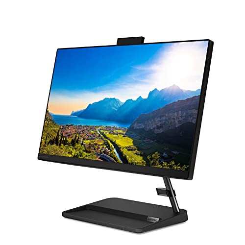Image of Lenovo IdeaCentre AIO 3 21.5 inches Full HD IPS All-in-One Desktop (AMD Ryzen 3 /8GB /1TB HDD /Windows 11 /MS Office 2021 /AMD Radeon Graphics /HD 720p Camera /Wired Keyboard, Mouse), Black, F0G6008WIN