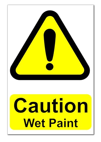 10-Pack Caution Wet Paint Warning Stickers â€“ Peel and Stick Safety Signs 100mm x 66mm, Printed and Laminated Warning Labels for Indoor and Outdoor Use, Ideal for Doors, Walls, Construction Sites,
