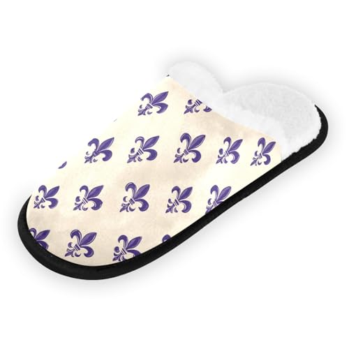 Beige Mardi Gras Fleur De Lis Slippers For Women Men Soft Memory Foam Non-Slip Festival Winter Indoor House Shoes Travel Slipper2