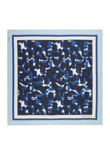 Marc O'Polo Damen Schal mit Allover-Print leicht, Mehrfarbig (Multi/Shiny Blue), One Size