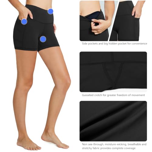 Image of baleaf Women's High Waist Biker Shorts with 3 Pockets