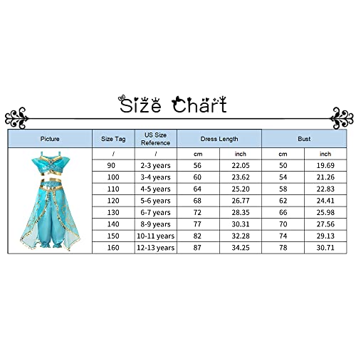 Ttiaoyu Arabian Princess Fancy Costume For Girls Halloween Dress Up (Blue, 6-7 Years) #TOP3