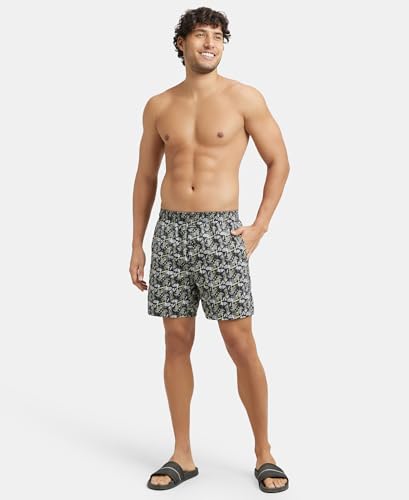 Image of Jockey NY07 Men's Super Combed Cotton Satin Weave Printed Boxer Shorts with Side Pocket
