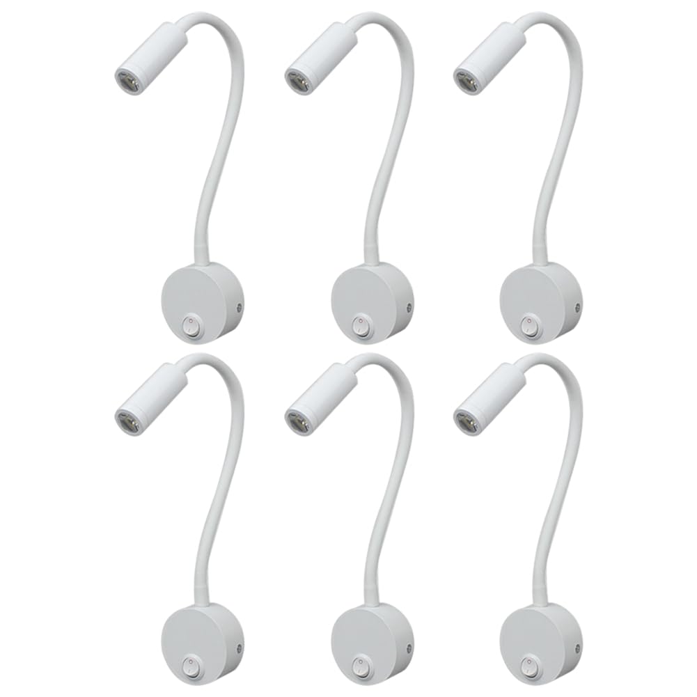 6 Piezas 3W Luces para Estantería Lámpara Mesa Minimalista Lámpara Lectura con Cuello de Cisne Lámpara Montada en la Pared para Dormitorio Lámpara de Trabajo LED para Dormitorio