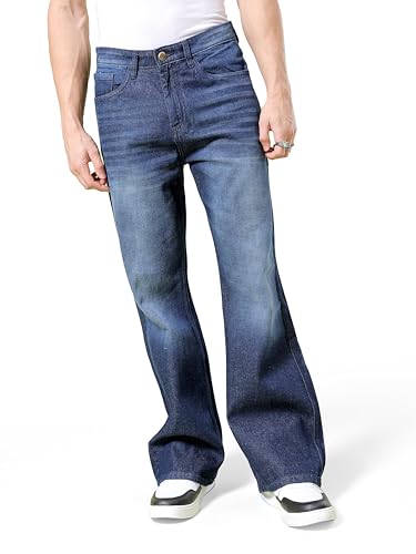 Image of The Indian Garage Co Men Bootcut Loose Fit Solid Mid-Rise Jeans