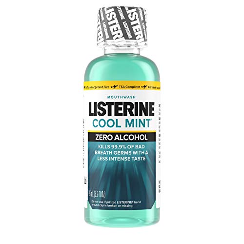 Listerine Zero Alcohol Mouthwash, Less Intense Alcohol-Free Oral Care Formula for Bad Breath, Cool Mint Flavor, 3.2 fl. oz (pack of 12)