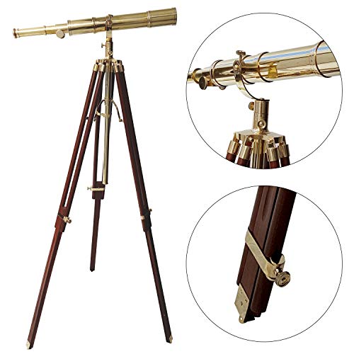 Royal Vintage Telescope Brown Tripod Handmade Design By Indian Artisan Nautical Handicraft Solid Wood Retro Brass Telescope New #TOP2