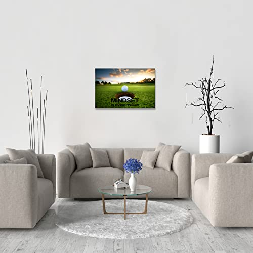 Kawahone Golf Course Poster Wall Art For Living Room Golf Course Pictures Golfing Sport Paintings Inspirational - Mindset Is Everything Motivational Sport Poster For Living Room Decor Ready To Hang #TOP3