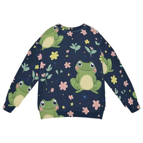 JUNZAN Cute Frogs Flowers Kids Girls Sweatshirt Hoodie Crewneck Kids Hoodies Boys Athletic 4T2