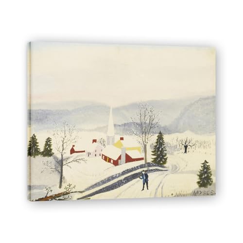 Reproduction peinture à l'huile Grandma Moses : Toile d'hiver 40x50cm avec cadre