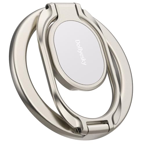 Image of Doflyesky Magnetic Phone Grip for MagSafe Ring Holder, Metal Double Adjustable Gym Finger Ring Grip Kickstand, Removable Phone Grip for iPhone, iPad and Smartphones (Natural Titanium)