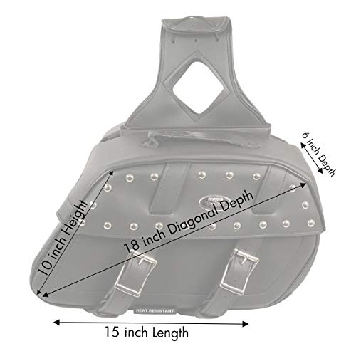 Image of Milwaukee Leather Studded Throw-Over Motorcycle Saddlebags - Synthetic Leather - Universal Fit - Zip-Off - Large