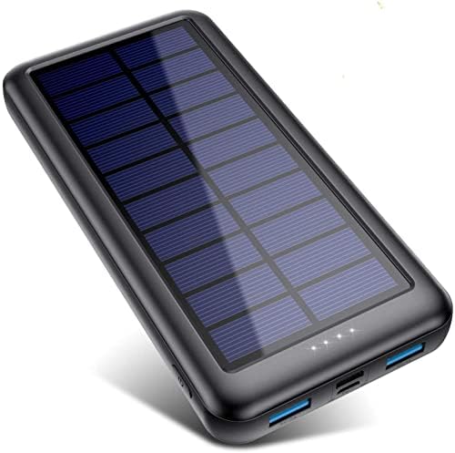 Batterie Externe Solaire 26800mAh, 22.5W PD 3.0A USB C Power Bank Charge Rapide Avec 3 Câbles, 7 Sorties/2 Entrées, 15W Chargement Sans Fil, Lampe De