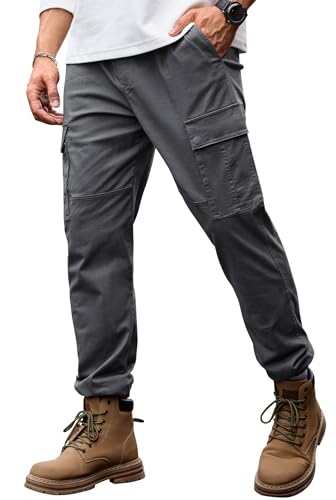 Herberton Men Cotton Jogger Chino Pants with Elastic Waist L