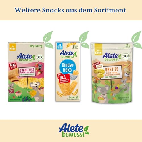 Alete bewusst Bio Kinder-Cracker mit Karotten- und Rosmarinpulver – Ab 1 Jahr – Ohne Salz- und Zuckerzusatz, Bio-Qualität, 30 g Packung