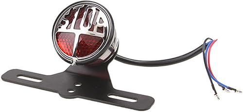 Miniatura 2 de GZYF Soporte de luz de matrícula de motocicleta de 12 V, parada redonda, indicador de lámpara de freno vintage para Harley Bobber Chopper Bikes