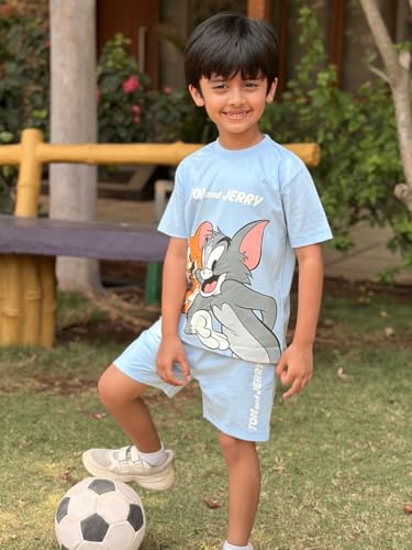 Image of Nap Chief Kids Cotton Official Tom & Jerry Co ord Set for Boys & Girls, T Shirt and Shorts for Casual Wear