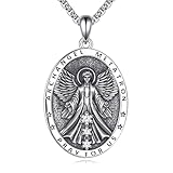 POPLYKE Collar de cruz para hombre y mujer, plata de ley 925, cruz celta, collar para hombre, colgante de cruz, collar para hombre, San Valentín, 22*28 mm, Plata esterlina, Abalone