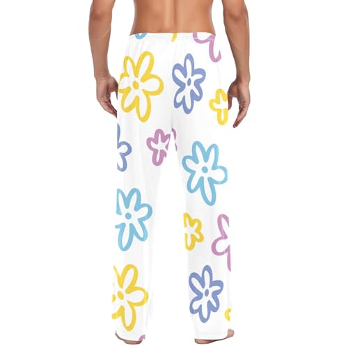 Flower Doodle Mens Pajama Pants Mens Pj Pants Comfy Cotton Pj Long Pant for Men with Pockets Size S-XXL3