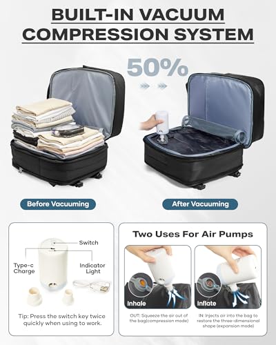 wepadre Vacuum Backpack Travel with Pump Expandable Travel Backpack with Vacuum System Vacpack Compression Backpacks Easy Vac Pack Carry on Luggage2
