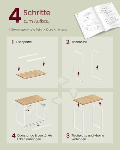 VASAGLE Tisch, Computertisch, Bürotisch, 80 x 50 x 75,5 cm – Ansicht 6