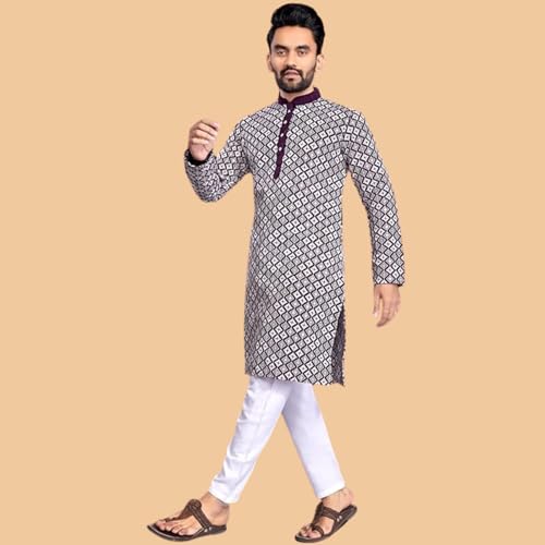 Image of Men's Silk Blend Solid Straight Kurta