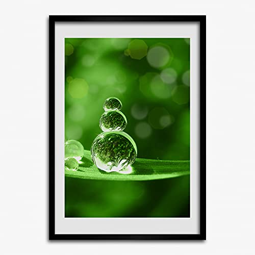 Gouttes sur l'herbe cadre MDF Tulup tableau déco 50x70 cm