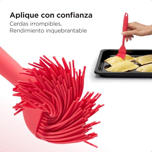 Miniatura 5 de Brocha De Silicona Platino Para Repostería Waltzgrip De Kitchen Mama: Juego De 2 Brochas Resistentes Al Calor Para Cocinar, Hornear, Repostería, Asar, Untar Aceite, Mantequilla Rojo