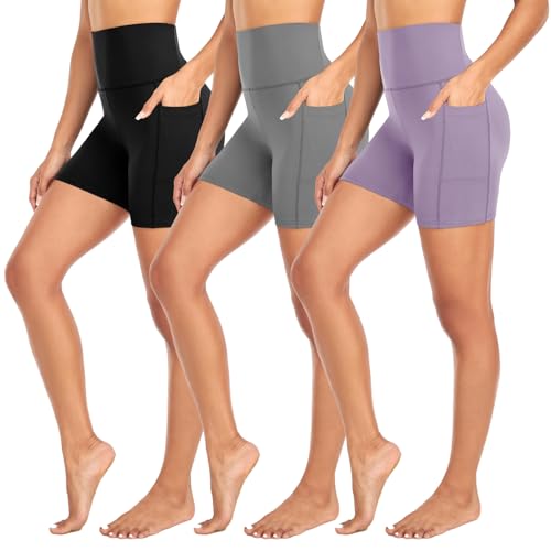 MOREFEEL 3 Pack Biker Shorts Women with Pockets – 5