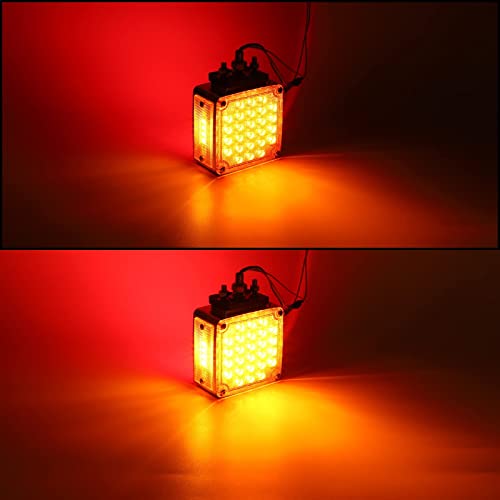 Partsam Square Double Face Smart Dynamic Led Pedestal Lights Amber/Red For Truck Towing Trailer Rv Bus Double Face Sequential Led Turn Signal Lights Fender Stud Mount 56Led, Driver And Passenger Side #TOP7