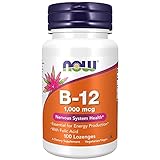 NOW Supplements, Vitamin B-12 1,000 mcg with Folic Acid, Nervous System Health*, 100 Chewable Lozenges