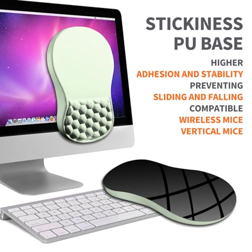 Image of Ergonomic Joint Wrist Support Mouse Pad with Memory Foam Cushion Massage Bump, Carpal Tunnel Pain Relief Mousepad Slope Design for Wrist Rest, 11.8x7.9 in, DarkSeaGreen