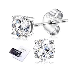 White Gold Plated-0.8CTW(0.4CT Each)-4.5MM