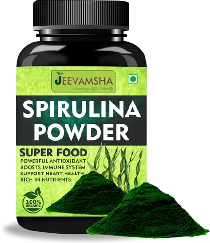 Image of Organic Spirulina Powder | High in Protein, Iron, Vitamins, and Antioxidants | Superfood for Energy, Immunity, Detox & Detoxifying Benefits |100 G