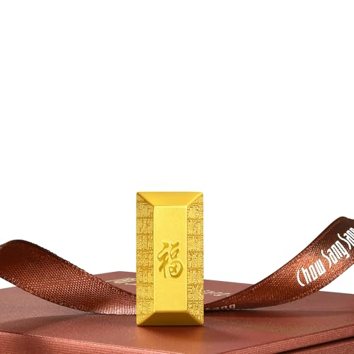 CHOW SANG SANG 999.9 24K Solid Gold Brick Blessings Chinese Gifting Art for Women & Men 958199 Price-by-Weight 30g Gold