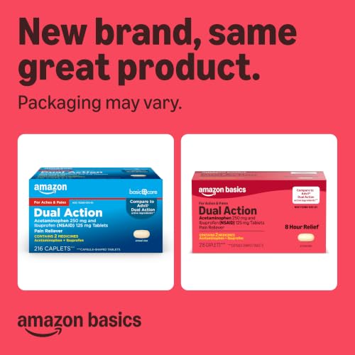 Amazon Basics Dual Action Acetaminophen 250 mg and Ibuprofen (NSAID) 125 mg Tablets, 216 Count (Previously Care) - image 2