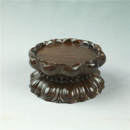 Amazon.co.jp: 木彫花2連花台室内飾り台黒檀台座デ・ィスプレイシ器